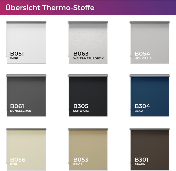 schattenfreu.de Rollo XL nach Mass | Zum Anschrauben an der Wand oder Decke | Thermo Blackout | Für