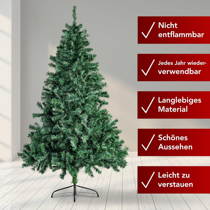 Künstlicher Weihnachtsbaum Tannenbaum 30,60,90,120, 150, 180,210 240cm Christbaum Baum GRÜN Weiss Sc