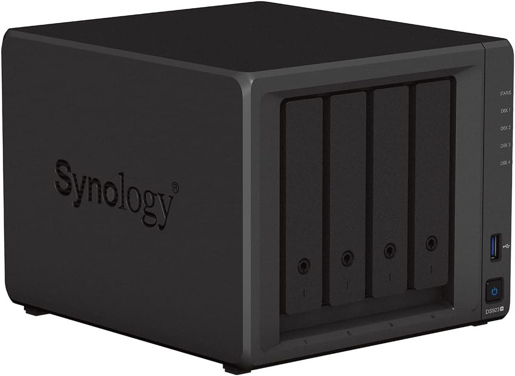 Synology DS923+ 4-Bay Diskstation NAS (AMD Ryzen™ 4 Threads R1600 Dual-Core 4GB Ram 2xRJ-45 1GbE LAN