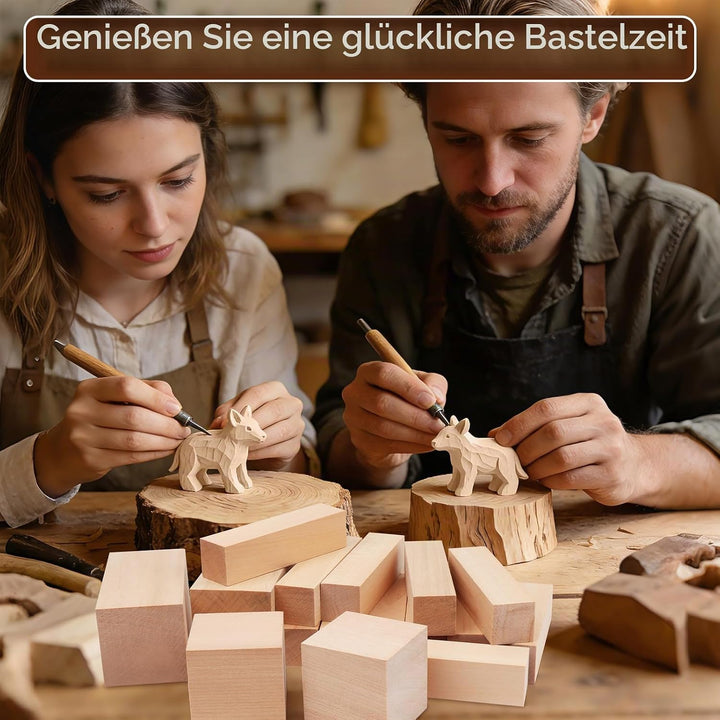 Schnitzholz 20 Stück Lindenholz zum Schnitzen,3 Grössen Holz zum Schnitzen,Basteln und Drechseln,Sch