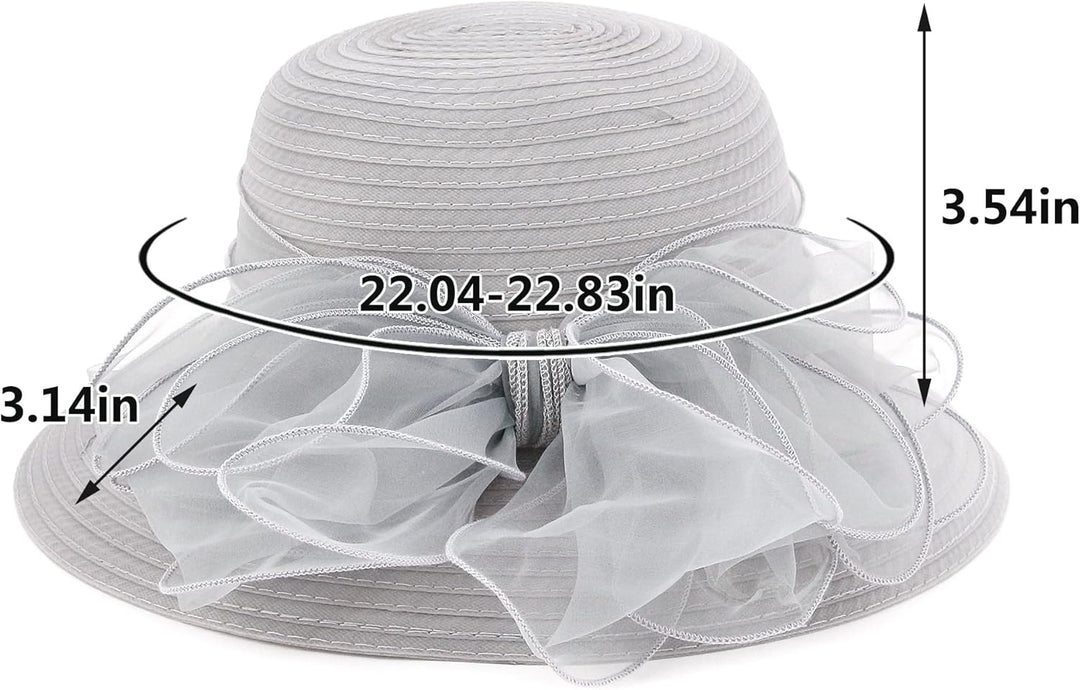 Naimo Damen Organza Kirche Kentucky Hüte Derby Fascinator Hut Elegante Schleife Breite Krempe Brauth