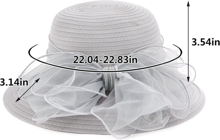 Naimo Damen Organza Kirche Kentucky Hüte Derby Fascinator Hut Elegante Schleife Breite Krempe Brauth