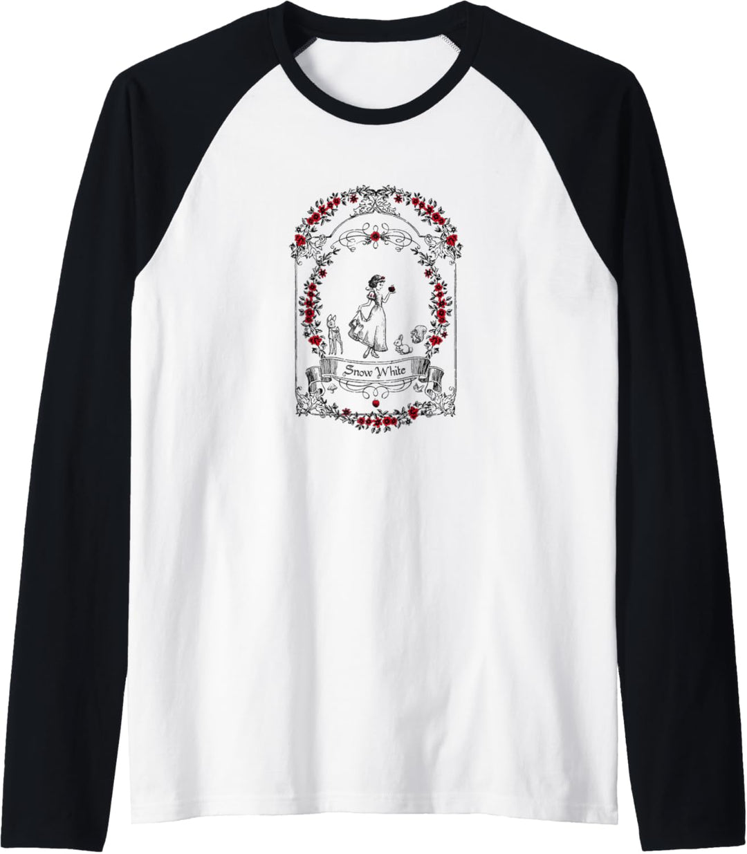 Disney Snow White Floral Flame Sketch Portrait Raglan