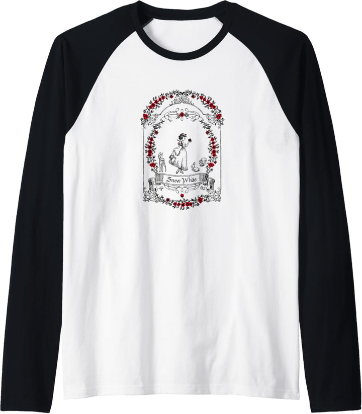 Disney Snow White Floral Flame Sketch Portrait Raglan
