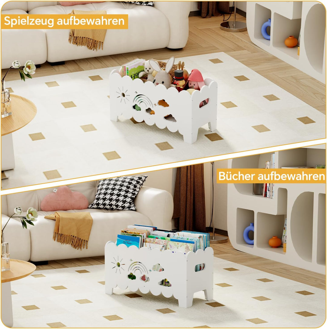Kinder Bücherregal Holz, Montessori Bücherregal Kinder, Bücherkiste Kinder für Leseecke, Babyzimmer,