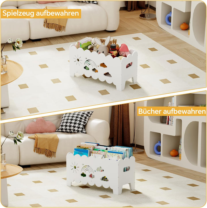Kinder Bücherregal Holz, Montessori Bücherregal Kinder, Bücherkiste Kinder für Leseecke, Babyzimmer,