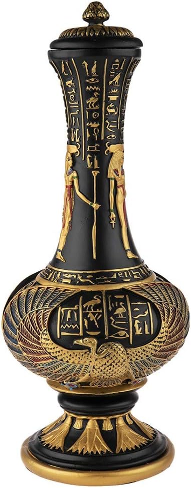 lachineuse - Ägyptische Vase, Göttin Isis 33 cm – Dekorative Vase Schwarz & Gold – Dekoration für de