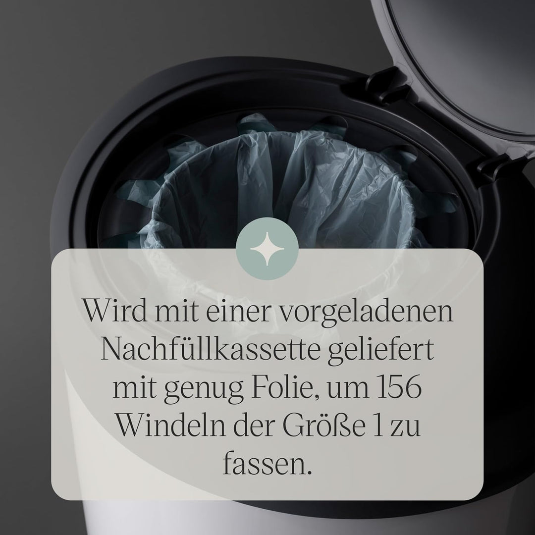 Tommee Tippee Simplee Windeleimer, mit 6 Nachfüllkassette, Schützt gegen Gerüche und Keime*, Zu 100