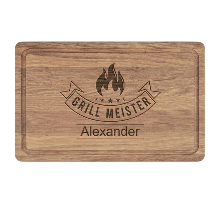 Geburtstagsgeschenk Männer mit Name | 40x25x2cm XL Schneidebrett Holz personalisiert | GRILLMEISTER