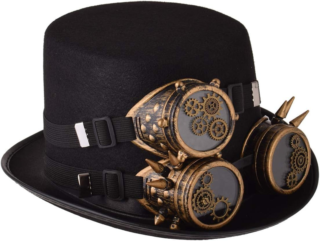 COSDREAMER Steampunk-Hut für Herren und Damen, Gothic-Stil, Steampunk-Brille Gr. Medium, Schwarz 11