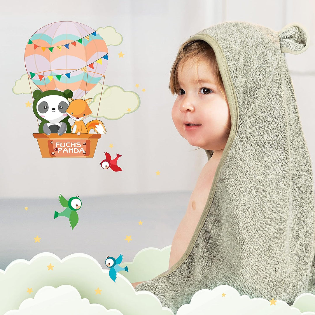 ® Kapuzenhandtuch Baby EXTRA dick, warm & weich | 75x75cm Babyhandtuch mit Kapuze 100% Bambus | Baby