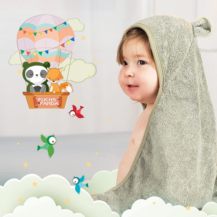 ® Kapuzenhandtuch Baby EXTRA dick, warm & weich | 75x75cm Babyhandtuch mit Kapuze 100% Bambus | Baby