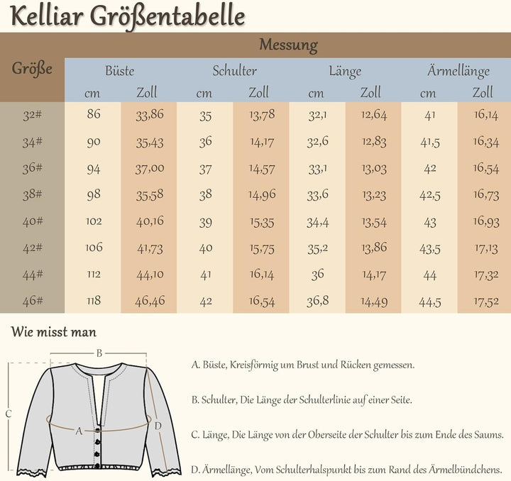 Dirndlbluse Damen Trachtenbluse Creme Dirndl Bluse für Bavarian Oktoberfest 40 Creme-48, 40 Creme-48