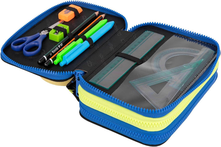 Goldkids - Federmäppchen 3 Fächer - Mäppchen für Mädchen und Jungen - Federmappe 3-Fach Federtasche