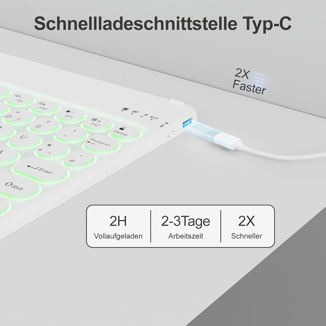 ZOPSGYU Hülle mit Tastatur für iPad A16 11/10 Generation 2025/2022, 11/10,9 Zoll, Farben Beleuchtete