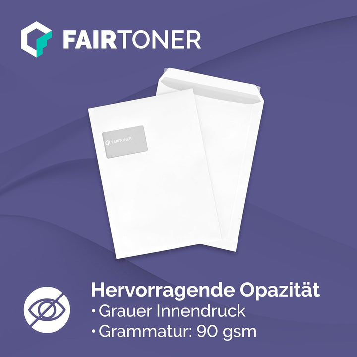 Versandtasche C4 (250 Stück Umschläge) Haftklebende Versandtaschen weiss 90gsm, mit Innendruck,mit F