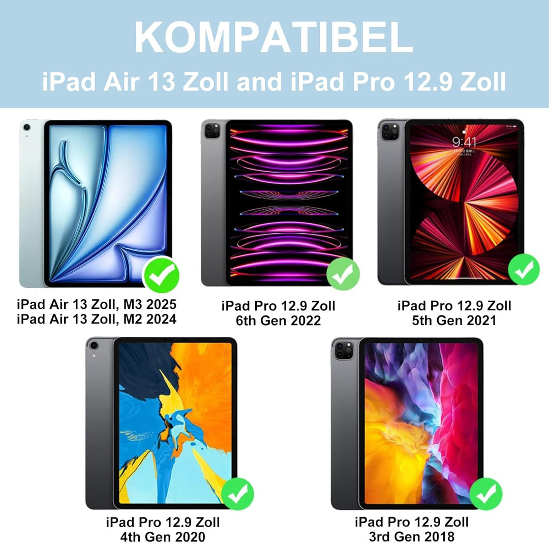 IVEOPPE Magic Keyboard iPad Air 13 M3 2025/ M2 2024, Freischwebendes Stand Design, Beleuchtete Multi