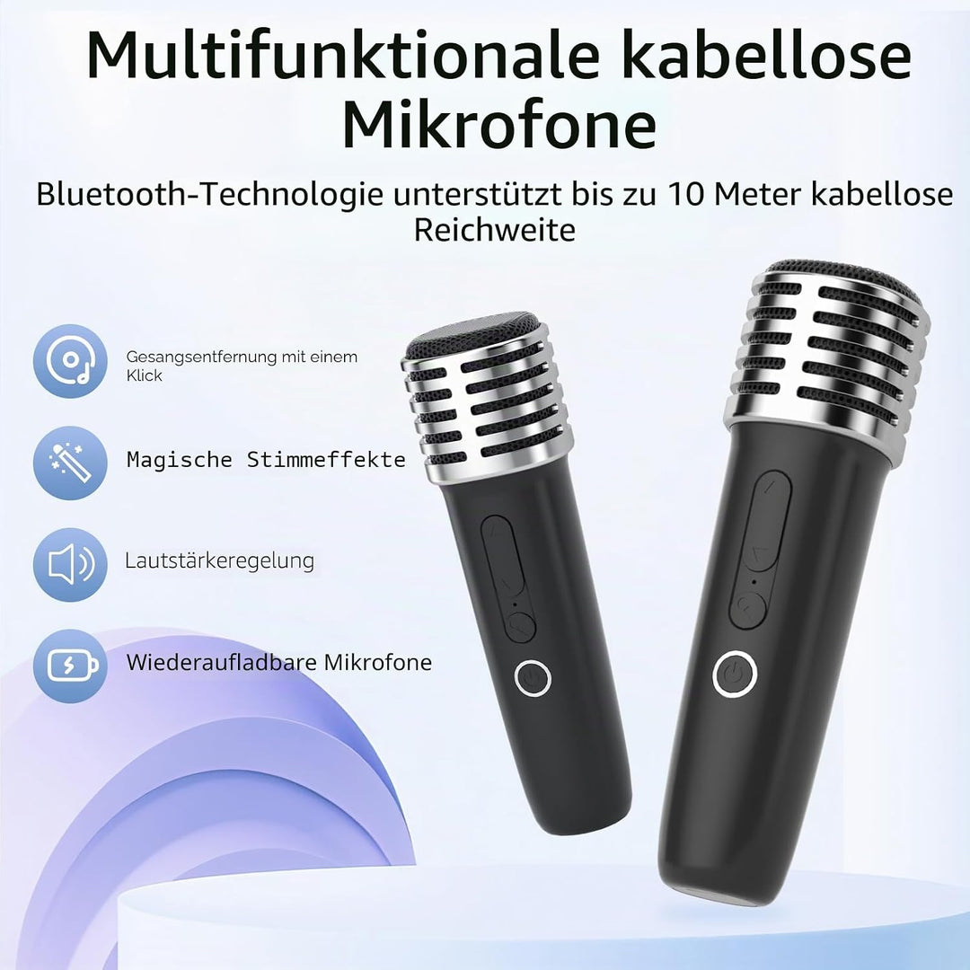 süss Katzenohr Karaoke-Maschine für Kinder Erwachsene, Tragbar Karaoke-System mit blinkendem LED-Lic