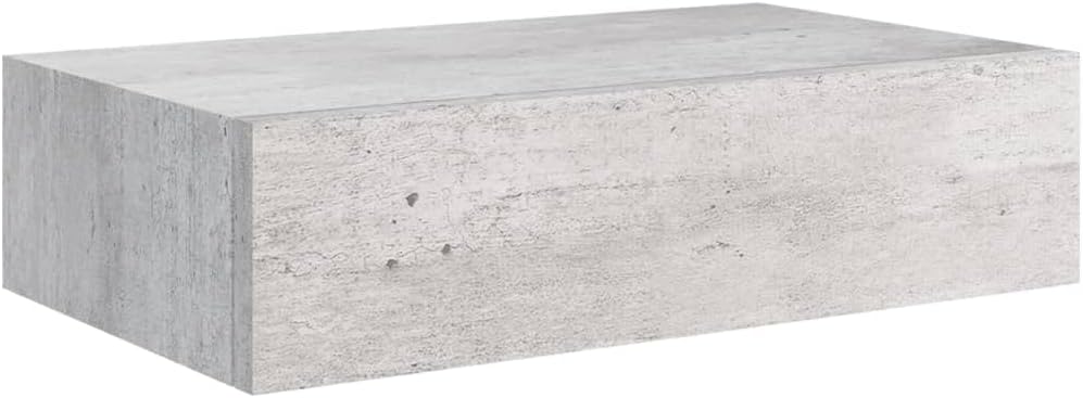 Schubladenregal 2 Pcs 40x23,5x10 cm MDF, Metall Betongrau Wandschrank Wandboard Mit Schublade Mit Sc