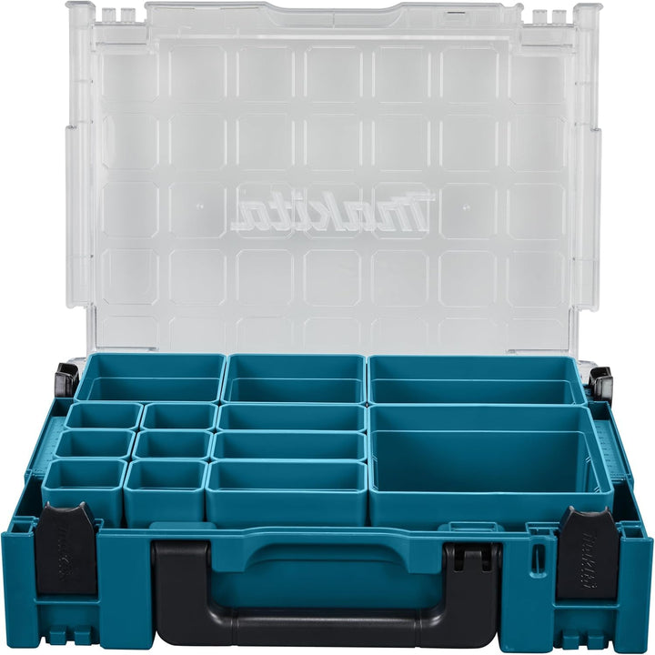 Makita 191X80-2 Makpac Werkzeugkasten mit transparentem Deckel und Einsätzen