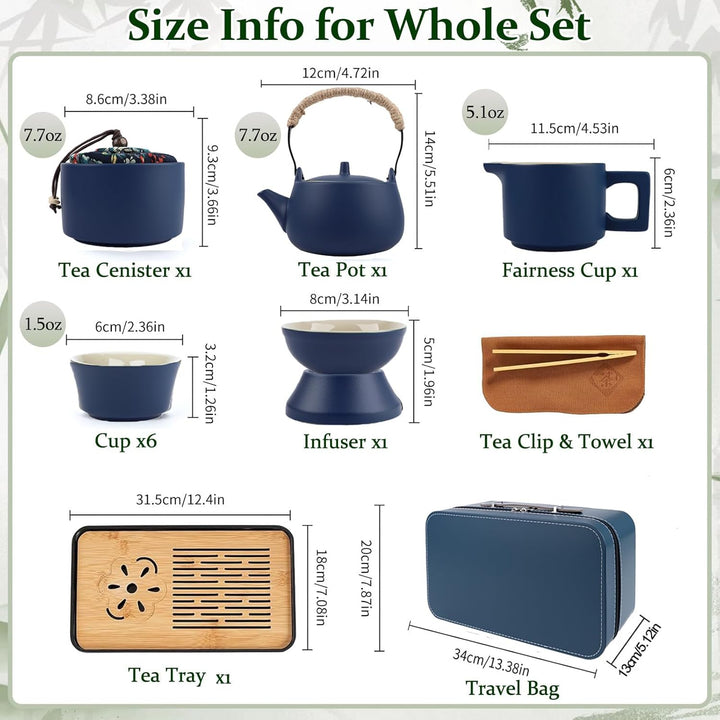 Japanisches Teeservice für 6, Schönes Tea Set Porzellan Chinesische Teekanne Set, 14 Stück Gongfu Te