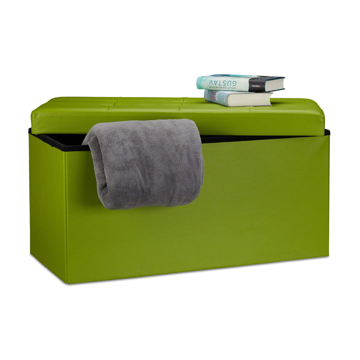 Relaxdays Faltbare Sitzbank 38 x 76 x 38 cm HxBxT, 2-Sitzer m. Stauraum, Kunstleder Sitzhocker 300 k