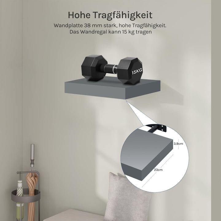 WOLTU Wandregal Set von 3 Regalen Wandboard Freischwebend Schweberegal CD DVD Regal Bücherregal Holz