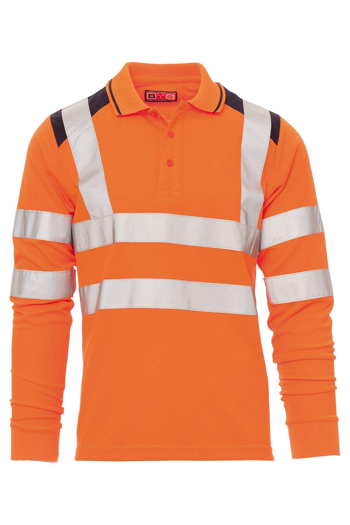 Herren Warnschutz Langarmshirt Poloshirt, Hohe Sichtbarkeit Reflexstreifen EN ISO 20471 Klasse 2 XL