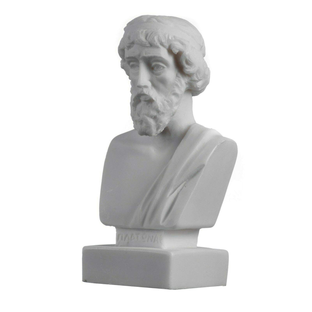 Plato Büste griechischer Philosophievater Statue Alabaster, handgefertigte Kopfskulptur