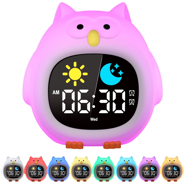 Yissvic wecker Kinder für Schulanfänger Jungen Kinderwecker mit RGB Nachtlicht Lernwecker 2 Alarme W