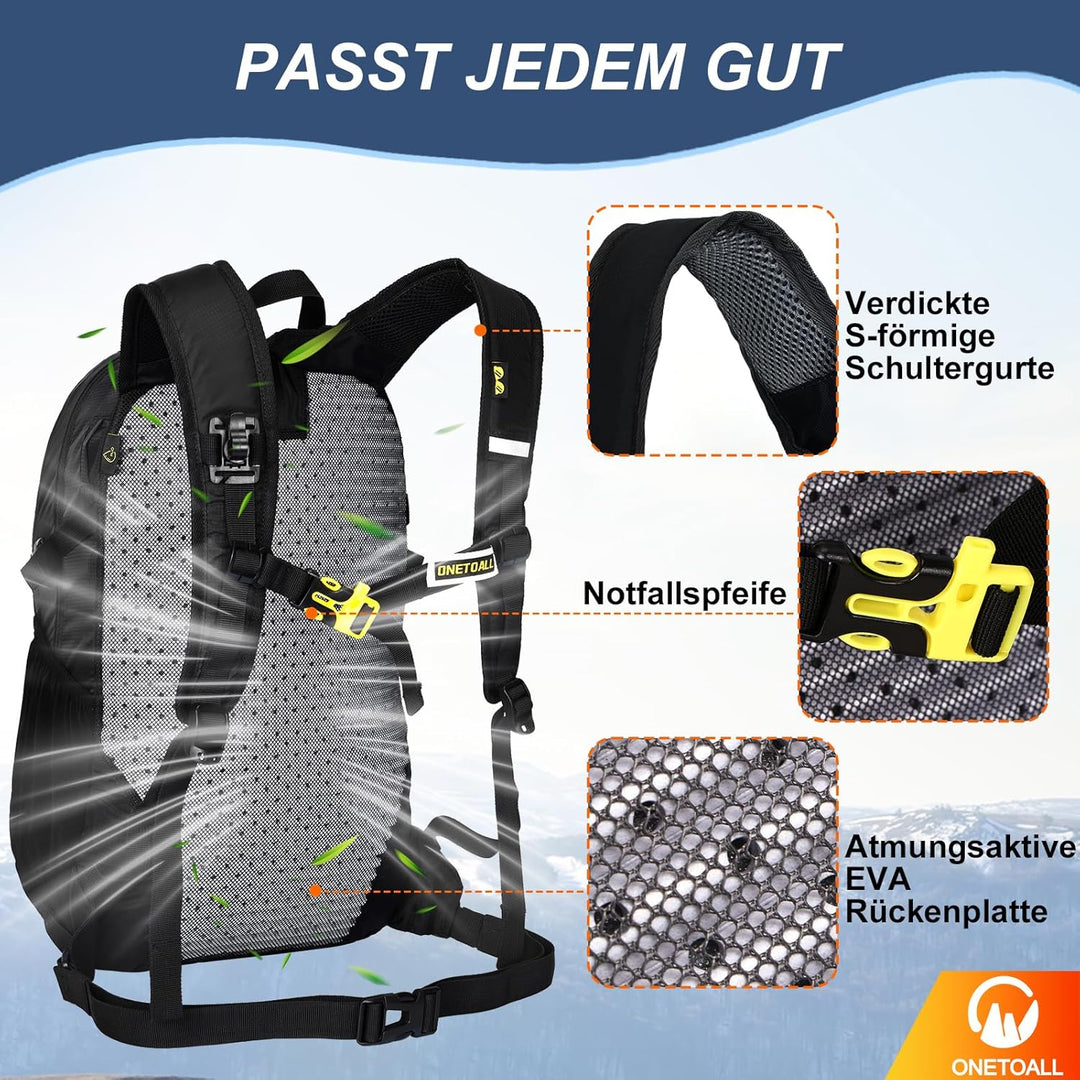 Diebstahlsicherer Wanderrucksack Damen 20L, Leichter Tagesrucksack Herren Klein, Wasserdichter Fahrr