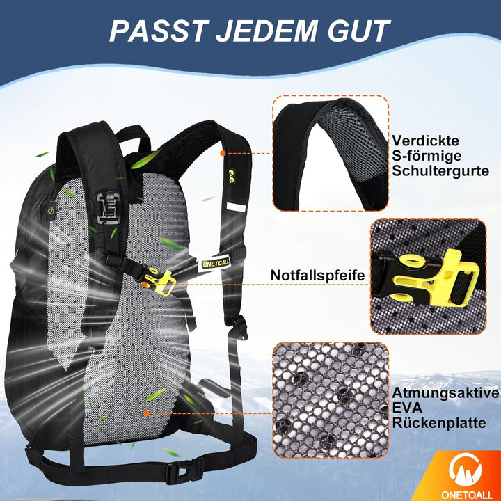 Diebstahlsicherer Wanderrucksack Damen 20L, Leichter Tagesrucksack Herren Klein, Wasserdichter Fahrr