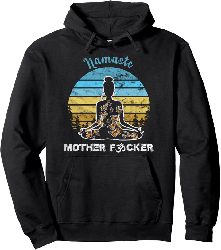 Yoga Namaste Mother Gift Retro Vintage Namaste Mother Pullover Hoodie
