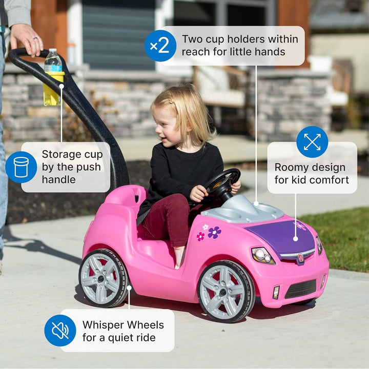 Step2 Whisper Ride Kinderauto/Rutscher in Rosa | Spielzeug Auto mit Schiebestange | Kinderfahrzeug/R