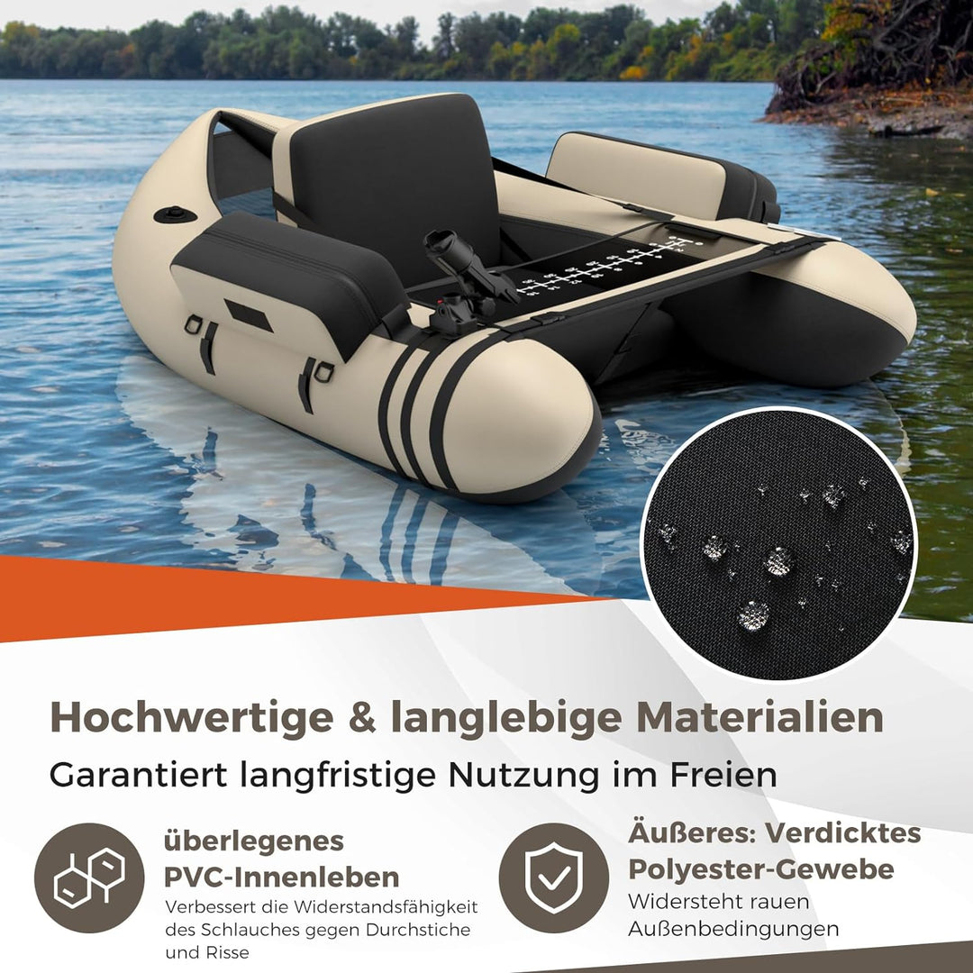 GOPLUS Bellyboot, Belly Boat bis 150 kg belastbar, aufblasbares Schlauchboot zum Angeln mit Alu Padd