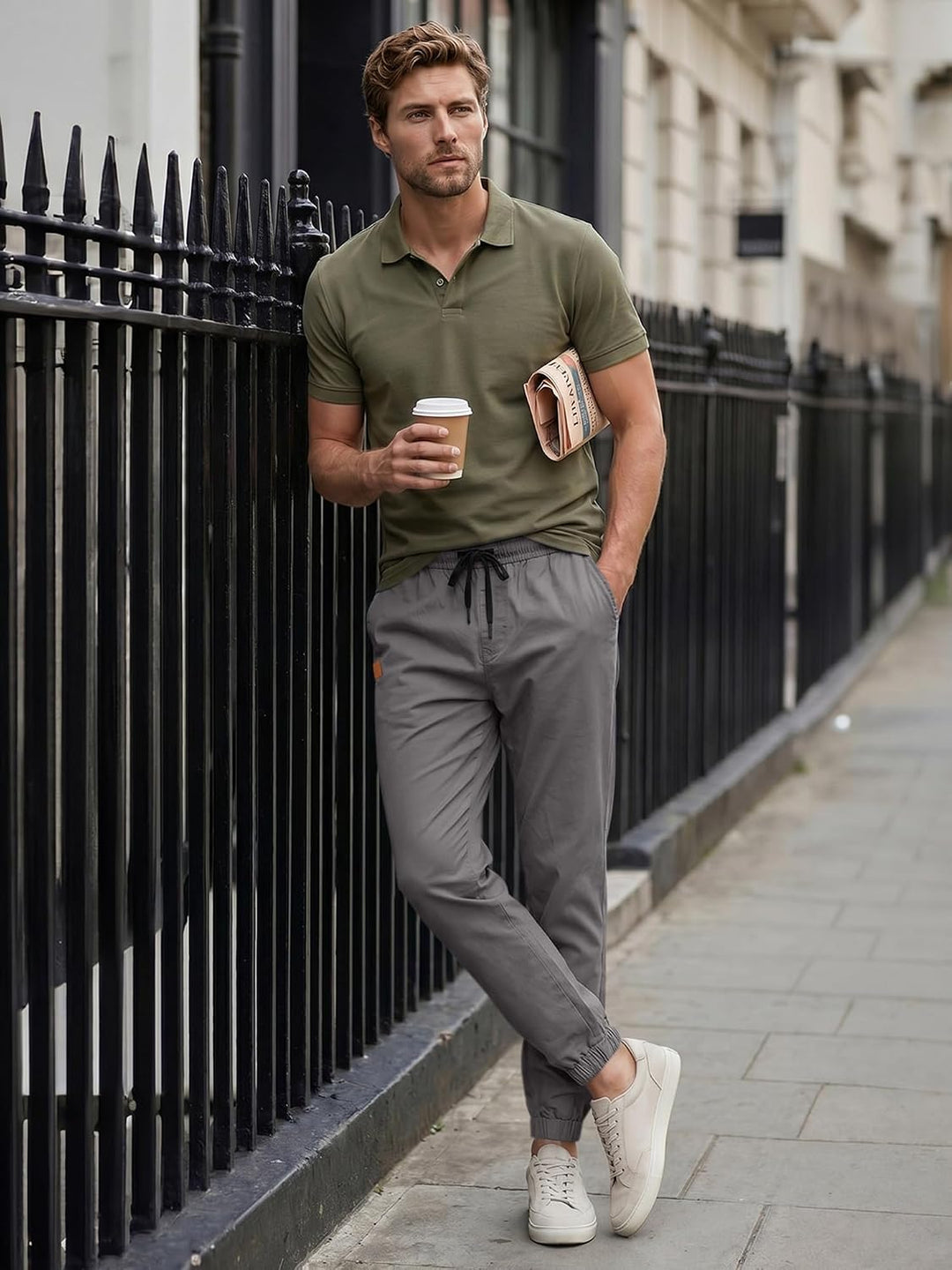 JMIERR Herren Hose Chino Cargo Hose Jogginghose Herren Baumwolle Sporthose Casual Freizeithose Elast