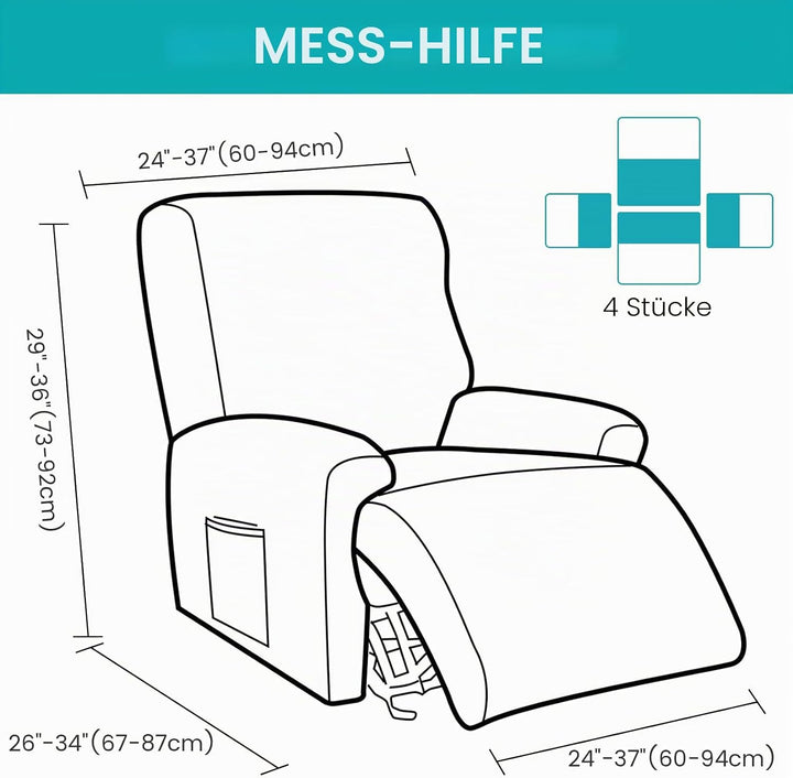 OKYUK Relaxsessel Sesselbezug Stretchhusse, Relaxsessel bezüge Elastisch,4-Teilig Sesselschoner, Bez