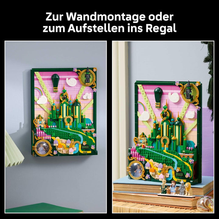 LEGO Wicked Emerald City Wandkunst - 3D Bauset für Erwachsene - Ausstellungsmodell mit 6 Minifiguren