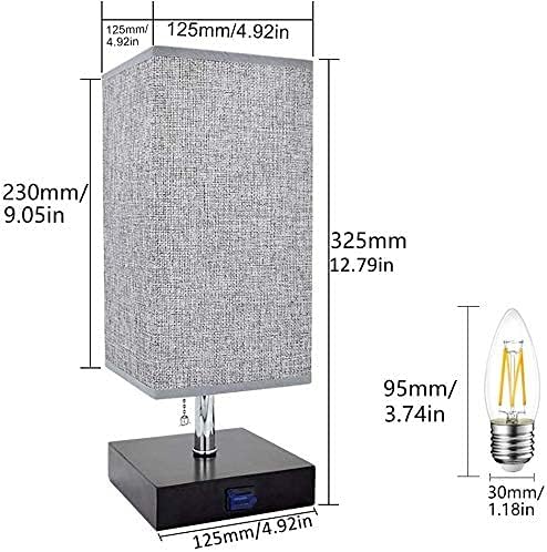 Depuley E27 Tischlampe mit USB Anschluss, Modern LED Nachttischlampe Kinderzimmer mit EU-Stecker & Z