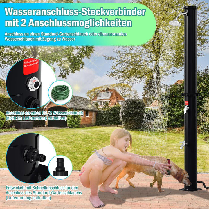 Herrselsam Solardusche 20L Solar Gartendusche warmes Wasser max. 60°C ohne Stromanschluss Pooldusche