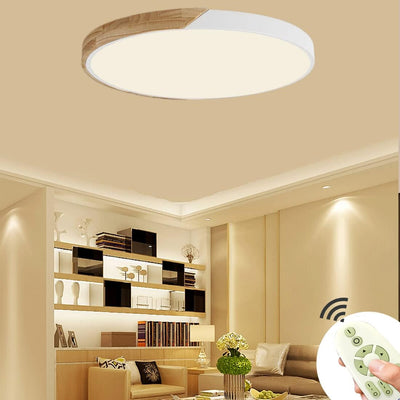 BFYLIN 60W Holz LED Dimmbar Deckenleuchte Deckenlampe Wohnzimmer Lampe Schlafzimmer Küche Panel Leuc