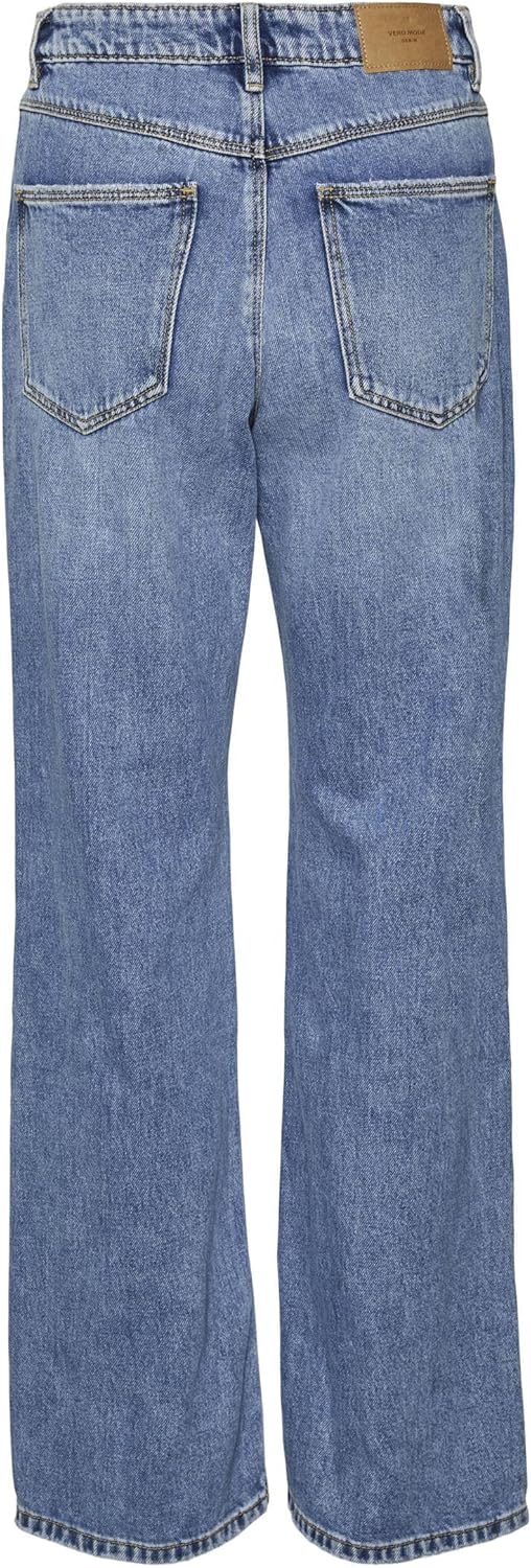 VERO MODA Female Straight-Fit VMKITHY Hohe Taille Jeans 27 Medium Blue Denim, 27 Medium Blue Denim