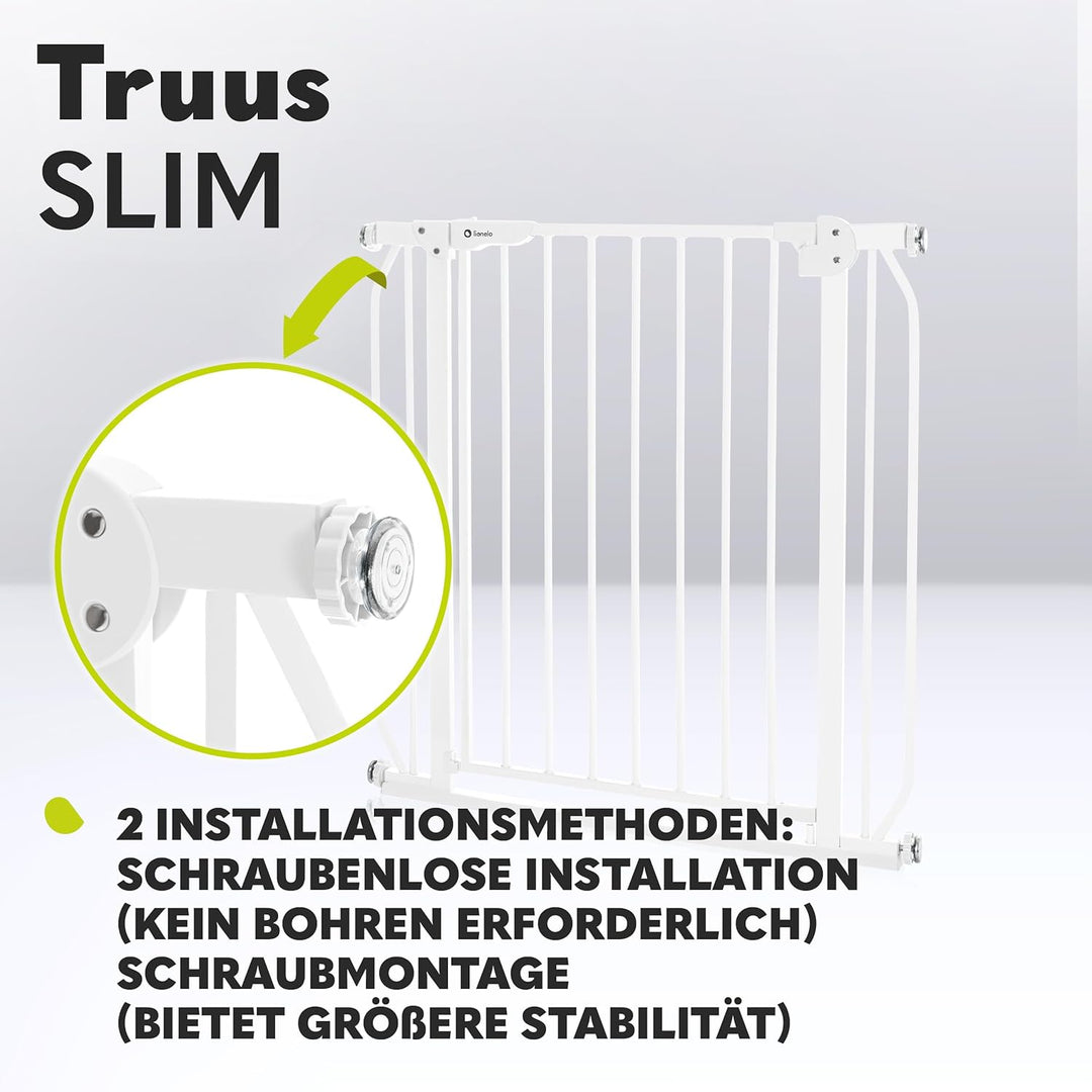 LIONELO Truus Slim Treppenschutzgitter, Ohne Bohren, Türschutzgitter, Baby Türgitter zum Klemmen, Me