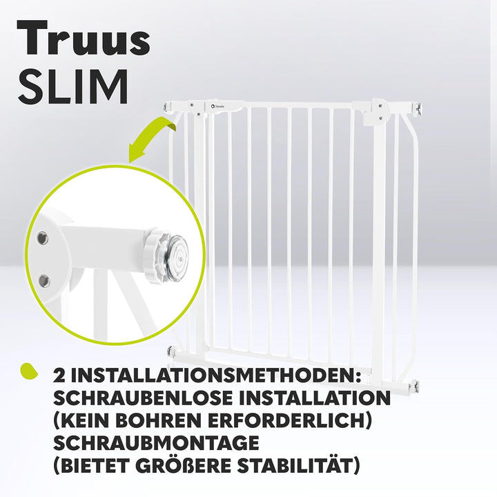 LIONELO Truus Slim Treppenschutzgitter, Ohne Bohren, Türschutzgitter, Baby Türgitter zum Klemmen, Me