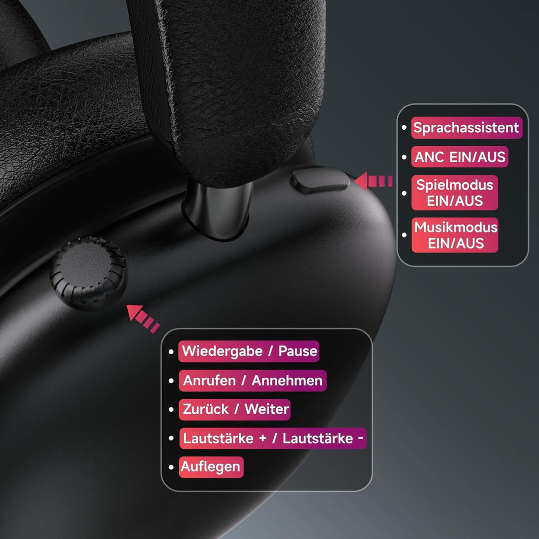 Freepods 120H Spielzeit Bluetooth ANC/ENC Over-Ear-Kopfhörer Aktive Geräuschunterdrückung drahtlos,