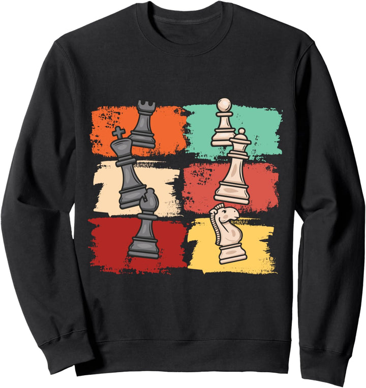 Retro Schach Schachfiguren Brettspiel Schachspieler Chess Sweatshirt