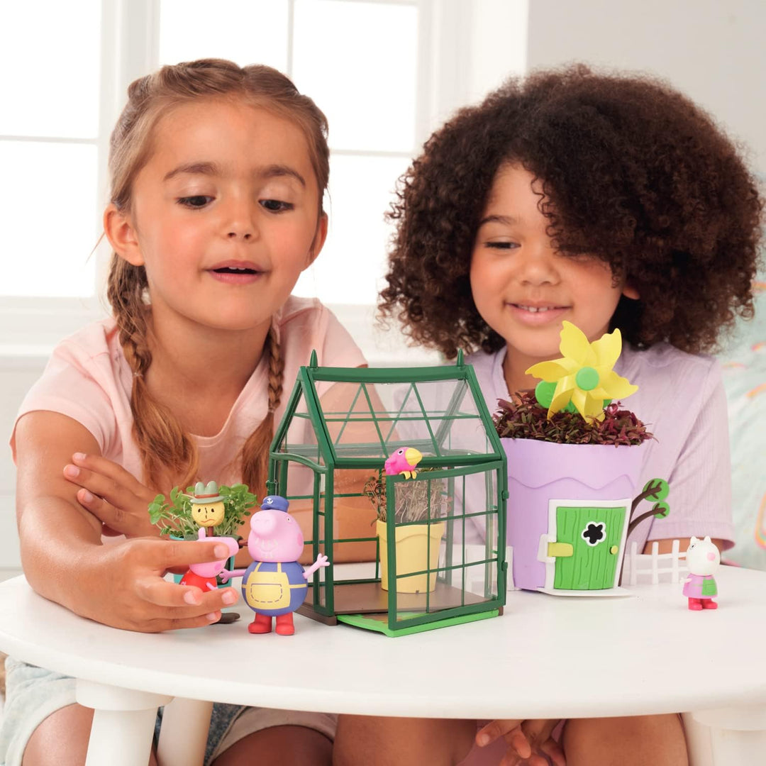 TOOMIES E73339 Tomy Spielzeugset. Peppa Wutz Gewächshaus für Kinder zum selber Pflanzen. Set inkl. G