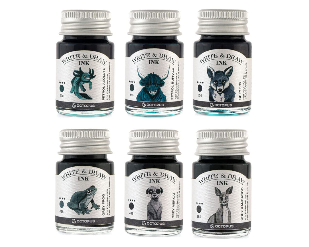 Octopus Write and Draw Ink Set MOUNTAIN, wasserfeste Tinte zum Schreiben und Zeichnen, Kalligraphiet