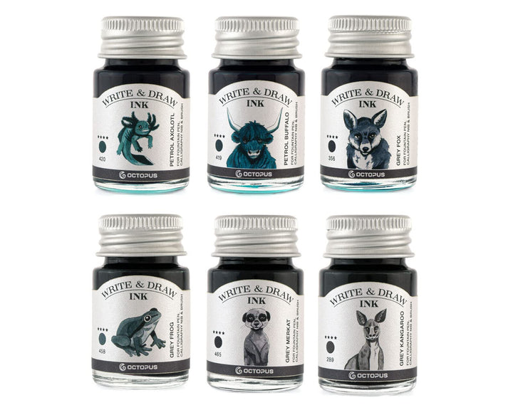 Octopus Write and Draw Ink Set MOUNTAIN, wasserfeste Tinte zum Schreiben und Zeichnen, Kalligraphiet