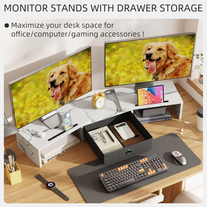 Monitor ErhöHung Schreibtisch, Monitorständer mit Schublade BildschirmerhöHung 2 Monitore Monitor St